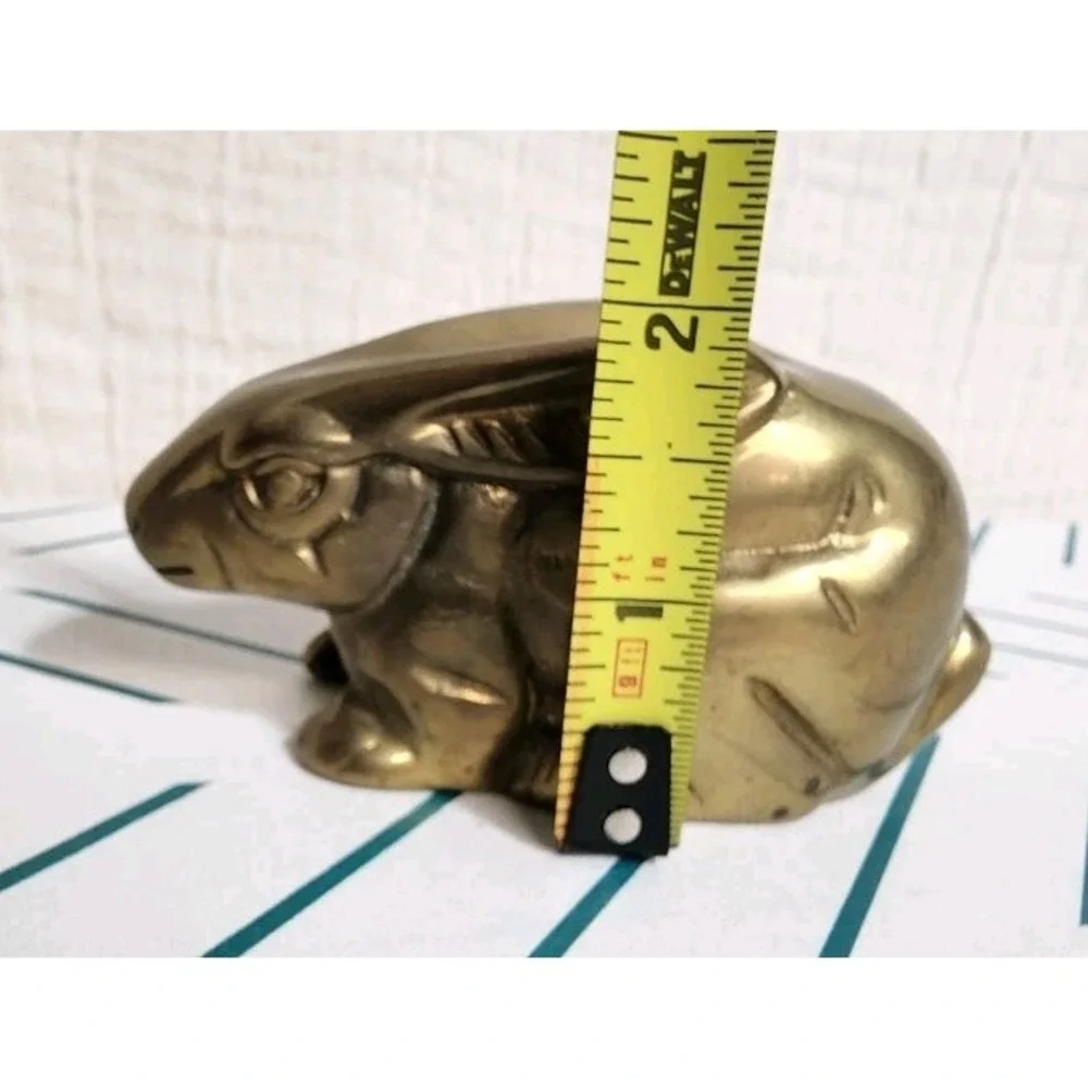 Vintage Brass Bunny Rabbit Figure Statue‎ Paper Weight Desk Ornament MCM